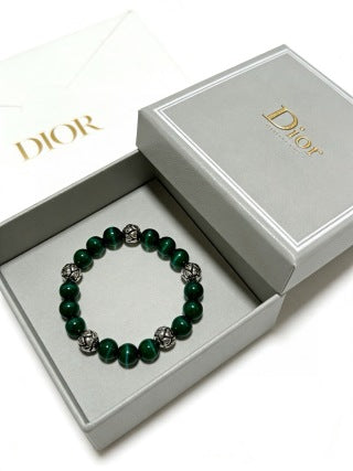 Dior Evelyne Emerald Green Bead Charm Bracelet