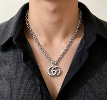 Gucci Interlocking GG Oversized Silver Pendant Necklace
