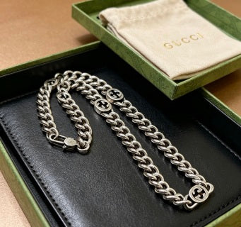 Gucci GG Interlocking Rope Chain Silver Necklace