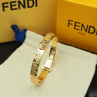 FENDI Engraved FF Heritage Cuff Bracelet